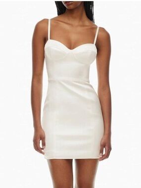 Aritzia Ten white silk mini dress